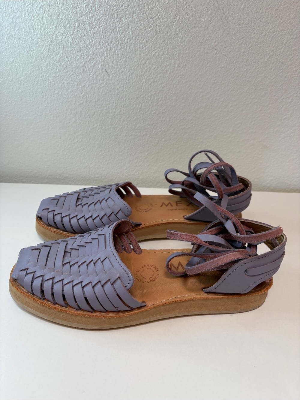 Mexas Lilac Woven Ankle-Tie Sandals - Picture 4 of 10